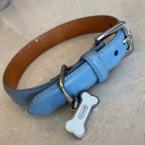 Coach Baby Blue Small Leather Dog Collar (11”-13”)